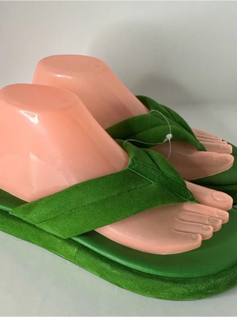 Free People Bold Green Suede Platform Thong Sandals